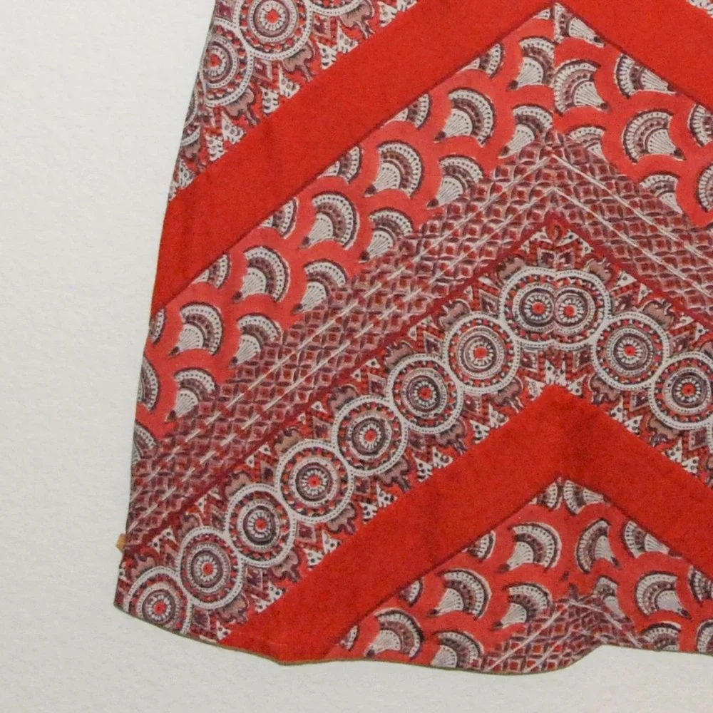 ANOKHI Women's Medium Lined Skirt 100% Cotton Rust Boho Hippie Chic - Picture 2 of 10